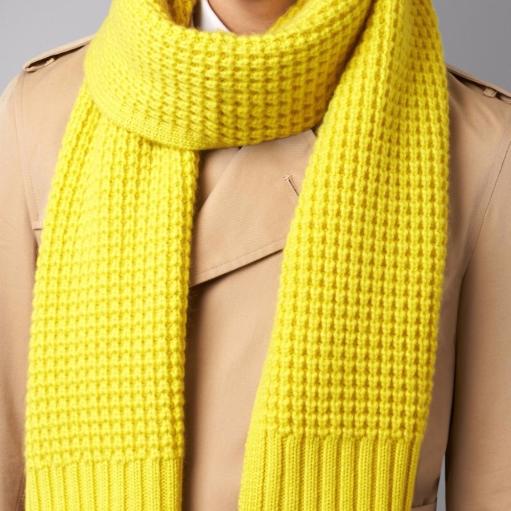 AUTHENTIC BURBERRY UNISEX LARGE CASHMERE WAFFLE KNITTED SCARF